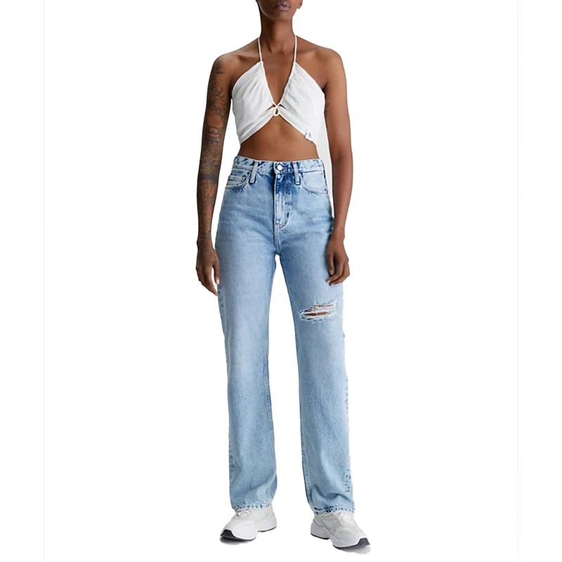 Calvin Klein Crinkle Rayon Drawstring Bra Top-Ancient White Calvin Klein Crinkle Rayon Drawstring Bra Top-Ancient White