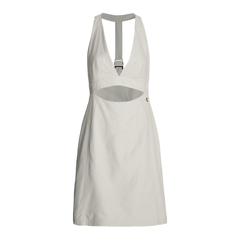 Calvin Klein Open Back Strap Utility Dress-Classic Beige