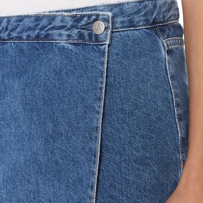 Calvin Klein Wrap Denim Skirt-Denim Medium