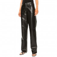 Calvin Klein Faux Leather HR Straight Pants-CK Black