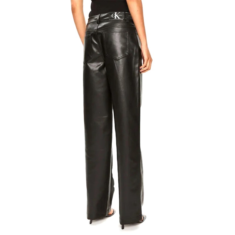Calvin Klein Faux Leather HR Straight Pants-CK Black Calvin Klein Faux Leather HR Straight Pants-CK Black