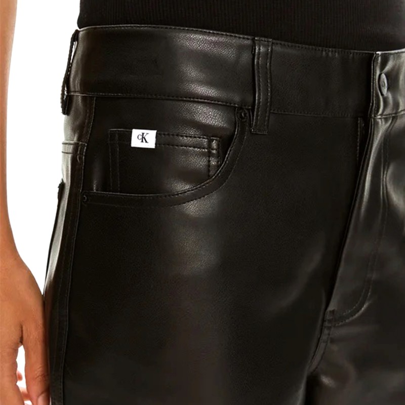 Calvin Klein Faux Leather HR Straight Pants-CK Black Calvin Klein Faux Leather HR Straight Pants-CK Black