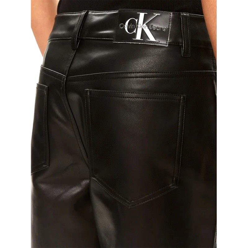 Calvin Klein Faux Leather HR Straight Pants-CK Black Calvin Klein Faux Leather HR Straight Pants-CK Black