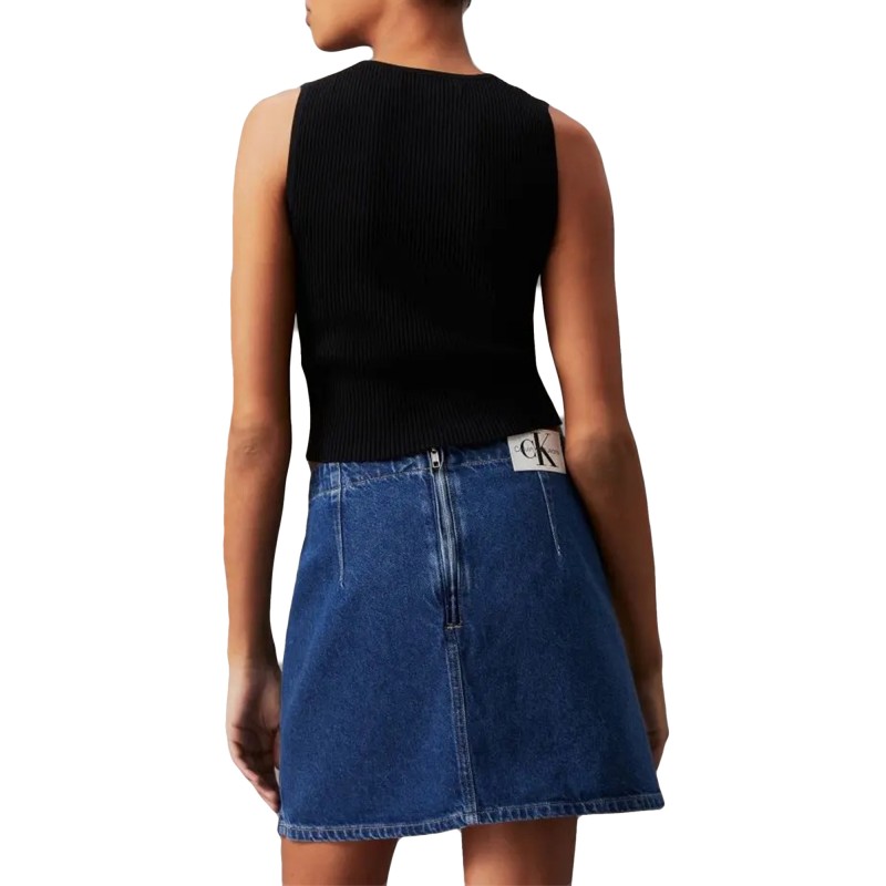 Calvin Klein Slim Ribbed Lyocell Tank Top-CK Black