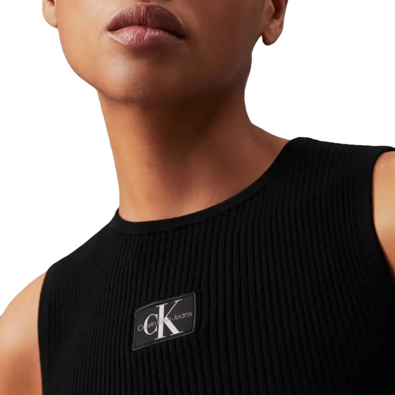 Calvin Klein Slim Ribbed Lyocell Tank Top-CK Black