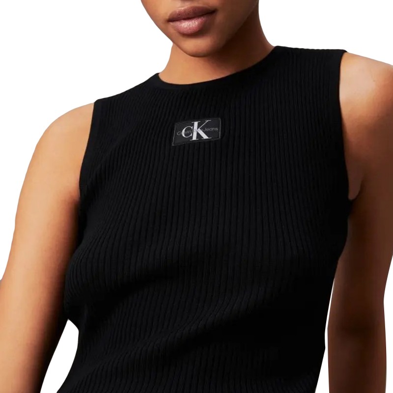 Calvin Klein Slim Ribbed Lyocell Tank Top-CK Black