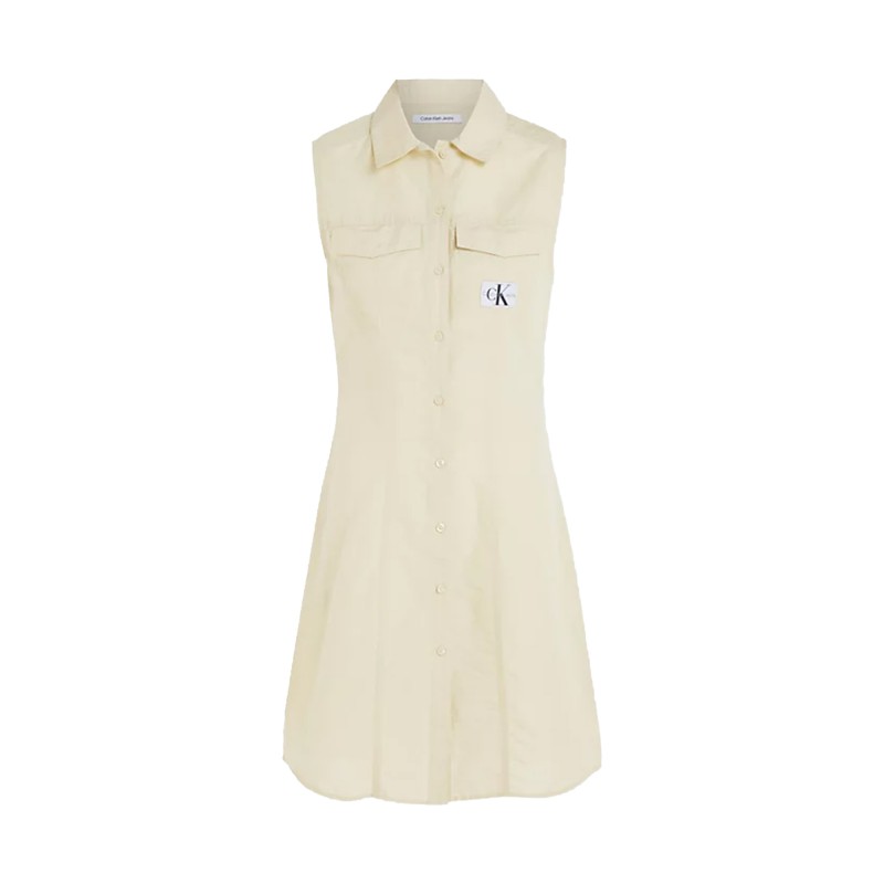 Calvin Klein Sleeveless Cotton Shirt Dress-Green Haze Calvin Klein Sleeveless Cotton Shirt Dress-Green Haze