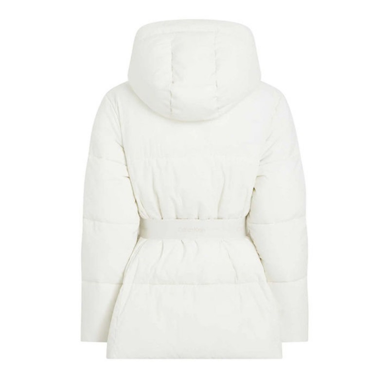 Calvin Klein Logo Belt Short Puffer Jacket-Ivory Calvin Klein Logo Belt Short Puffer Jacket-Ivory