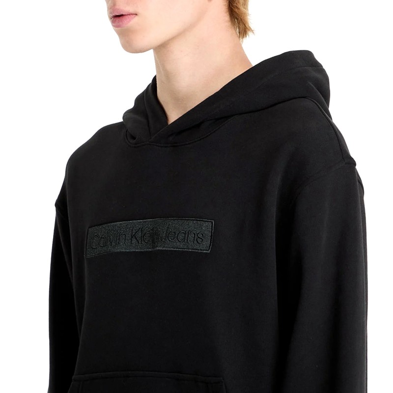 Calvin Klein Embroidered Box Hoodie Sweatshirt-Black