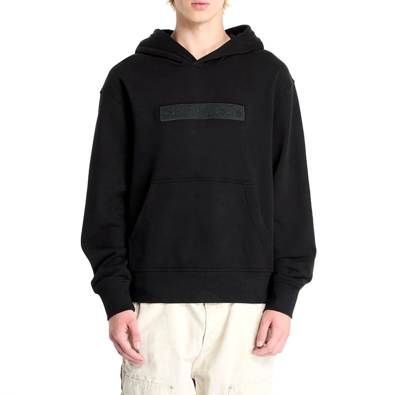 Calvin Klein Embroidered Box Hoodie Sweatshirt-Black