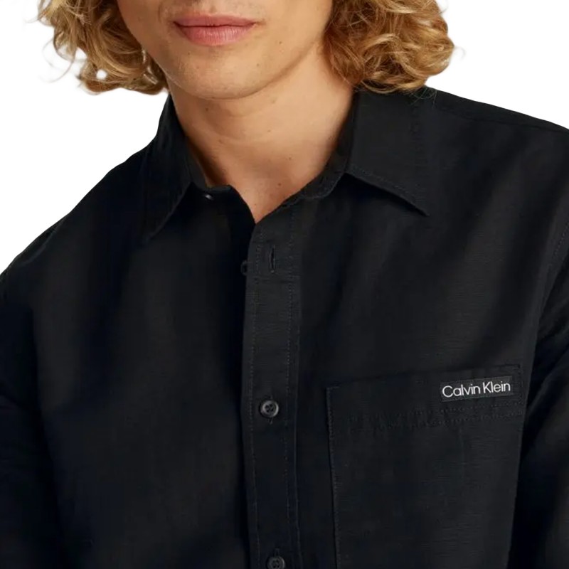 Calvin Klein Shirt Linen Cotton-Black