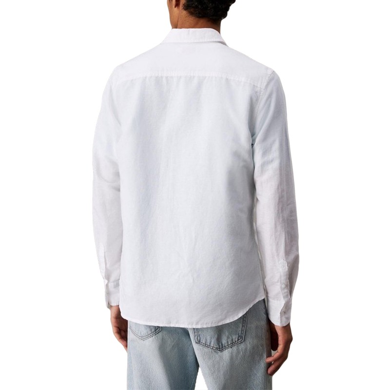 Calvin Klein Shirt Linen Cotton-Bright White Calvin Klein Shirt Linen Cotton-Bright White