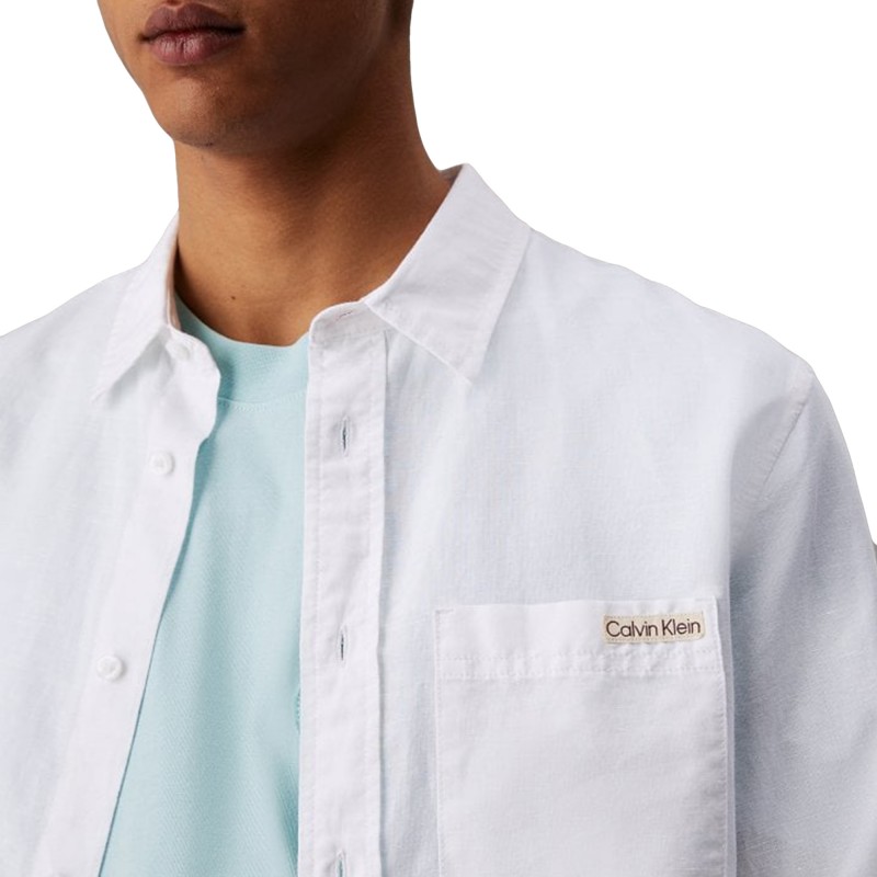 Calvin Klein Shirt Linen Cotton-Bright White Calvin Klein Shirt Linen Cotton-Bright White