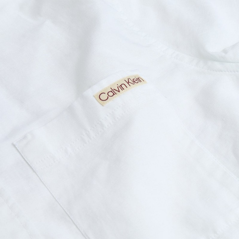 Calvin Klein Shirt Linen Cotton-Bright White Calvin Klein Shirt Linen Cotton-Bright White