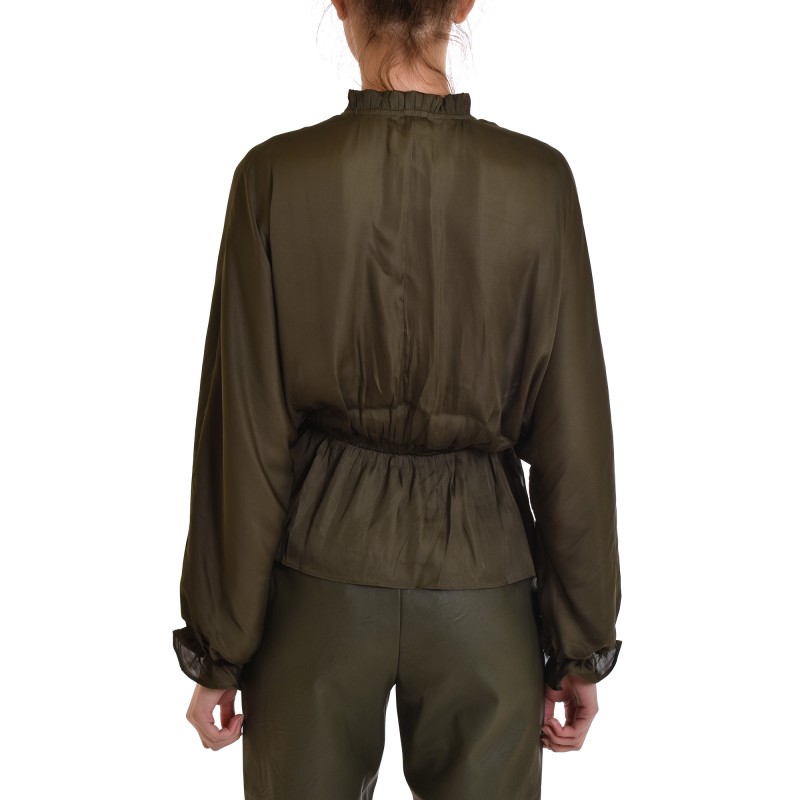 Nekane Blouse Seila Wrap With Lacing-Chaki Nekane Blouse Seila Wrap With Lacing-Chaki