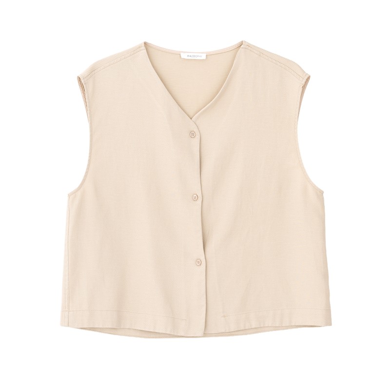 Philosophy Vest Linen Twill-Light Beige Philosophy Vest Linen Twill-Light Beige
