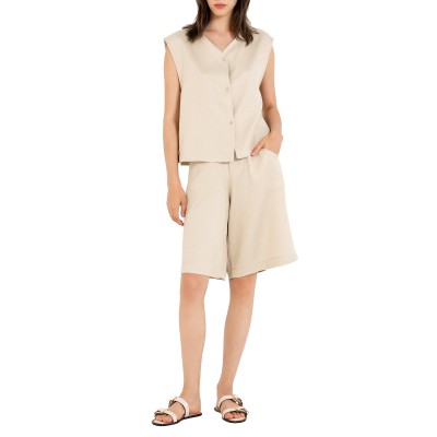 Philosophy Vest Linen Twill-Light Beige