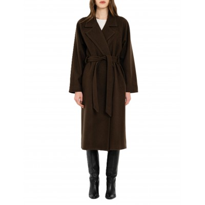 Philosophy Coat With Belt-Brown