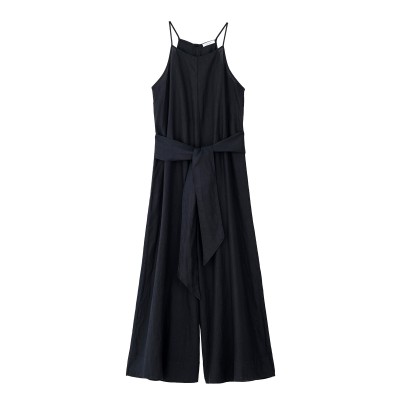Philosophy Jumpsuit Linen With Belt-Black