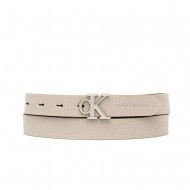 Calvin Klein Logo Buckle Leather Belt-Dune