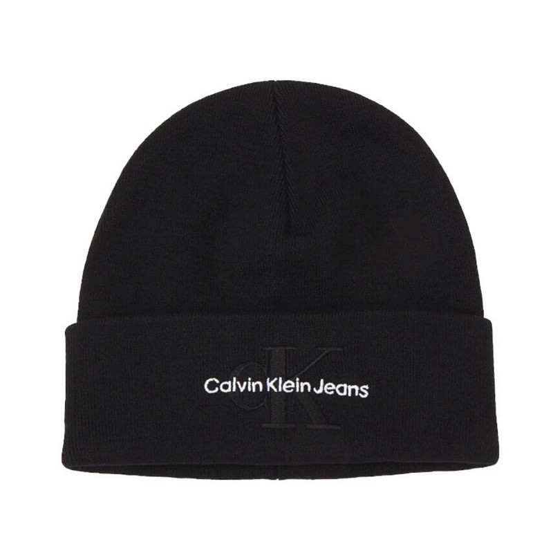 Calvin Klein Monologo Embroidery Logo Beanie-Black Calvin Klein Monologo Embroidery Logo Beanie-Black