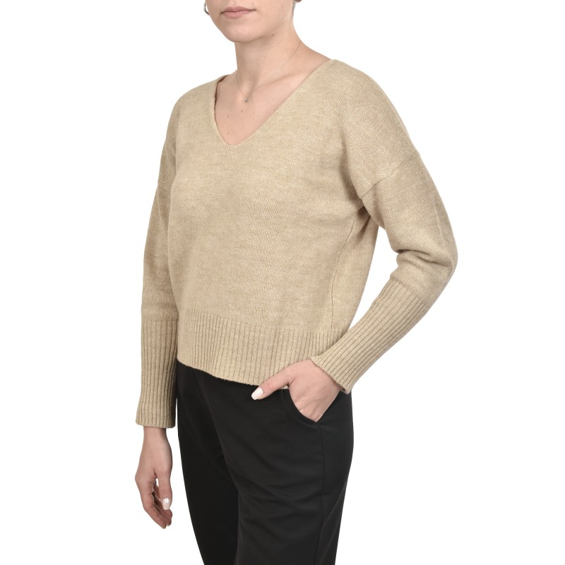 Lotus Eaters KG1 V-Neck Knit Blouse-Beige