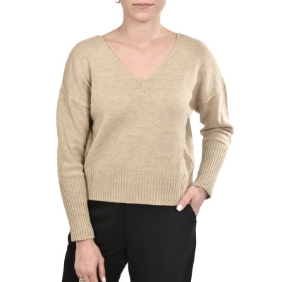 Lotus Eaters KG1 V-Neck Knit Blouse-Beige