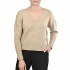 Lotus Eaters KG1 V-Neck Knit Blouse-Beige