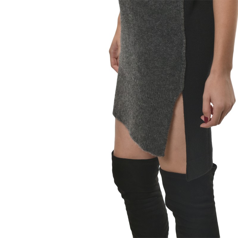 Lotus Eaters Two Tone Rib Knit Dress-Anthracite/Black Lotus Eaters Two Tone Rib Knit Dress-Anthracite/Black