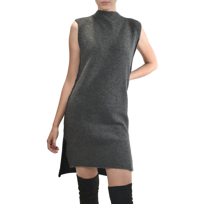Lotus Eaters Two Tone Rib Knit Dress-Anthracite/Black Lotus Eaters Two Tone Rib Knit Dress-Anthracite/Black