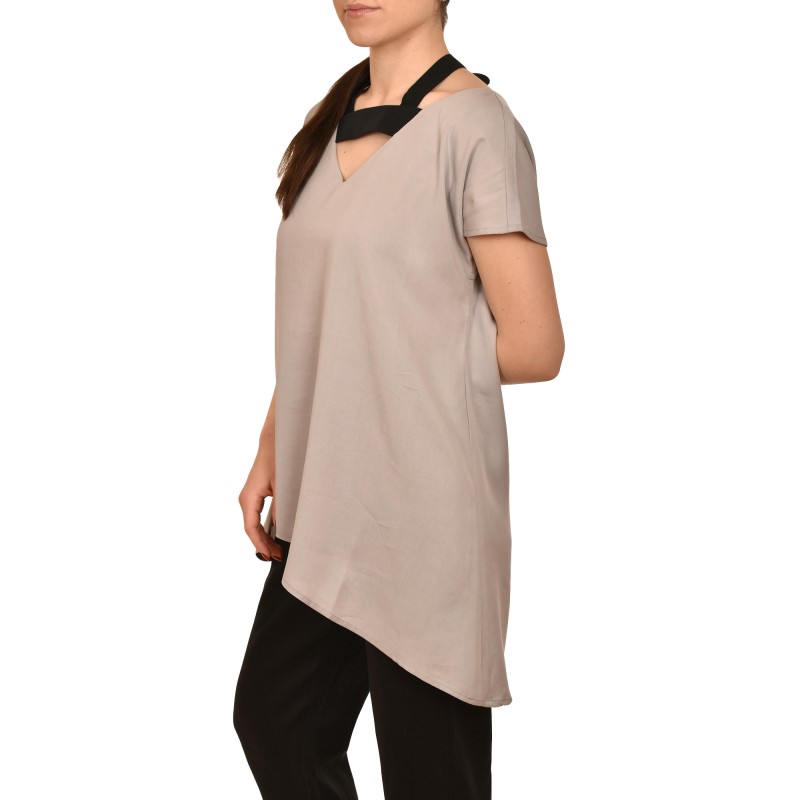 Lotus Eaters Two Tone Relaxed Fit Blouse-Ice Lotus Eaters Two Tone Relaxed Fit Blouse-Ice