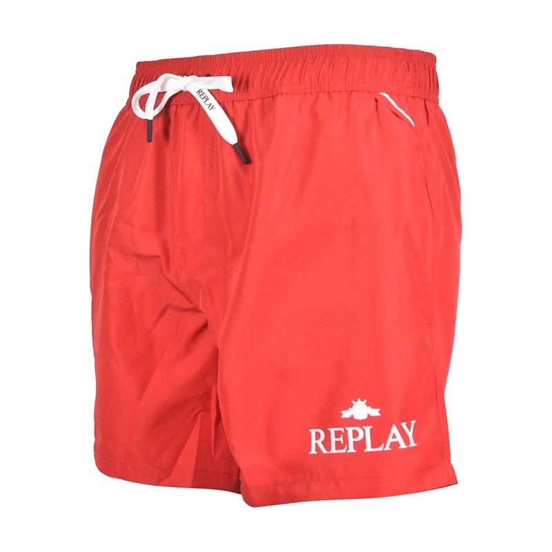 Replay Second Life Swimming Trunks In Recycled Poly With Print-Imperial Red