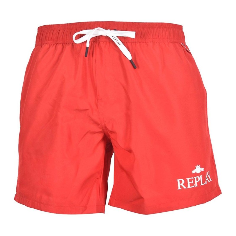 Replay Second Life Swimming Trunks In Recycled Poly With Print-Imperial Red