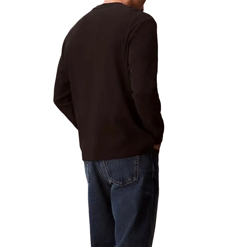 Calvin Klein T-Shirt Long Sleeve Waffle Badge-Black Calvin Klein T-Shirt Long Sleeve Waffle Badge-Black