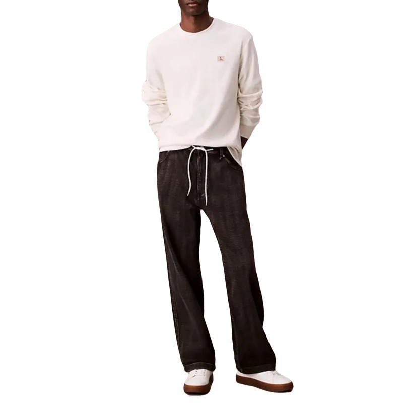 Calvin Klein T-Shirt Long Sleeve Waffle Badge-Tofu