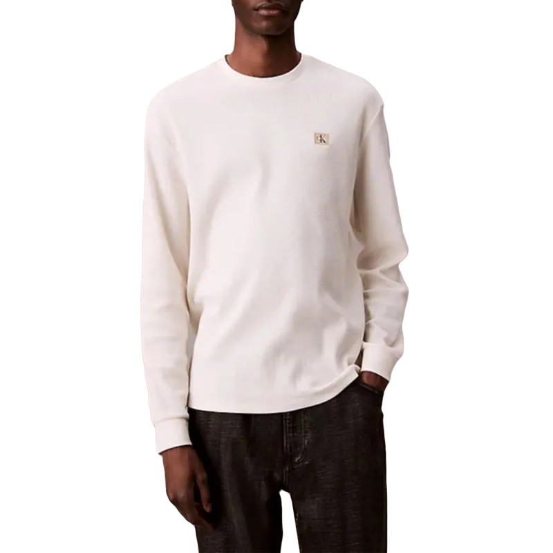 Calvin Klein T-Shirt Long Sleeve Waffle Badge-Tofu