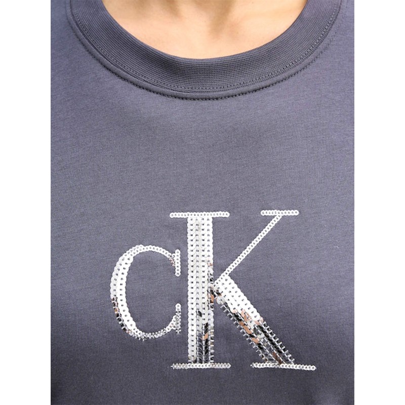 Calvin Klein T-Shirt Sequin Monogram-Coal
