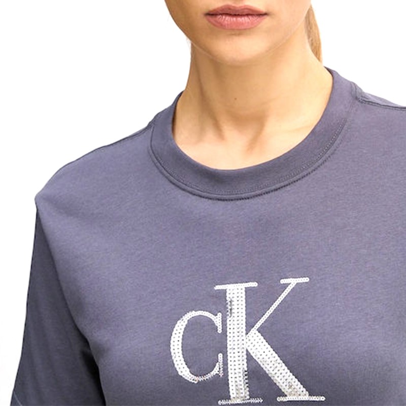 Calvin Klein T-Shirt Sequin Monogram-Coal