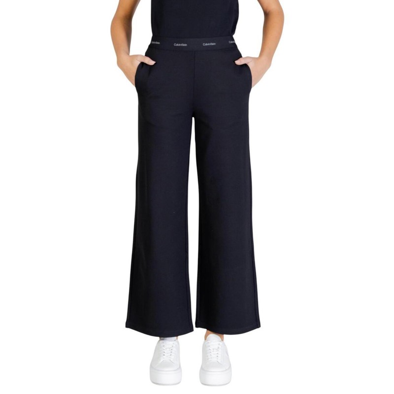 Calvin Klein Trousers Ponte Logo-Black