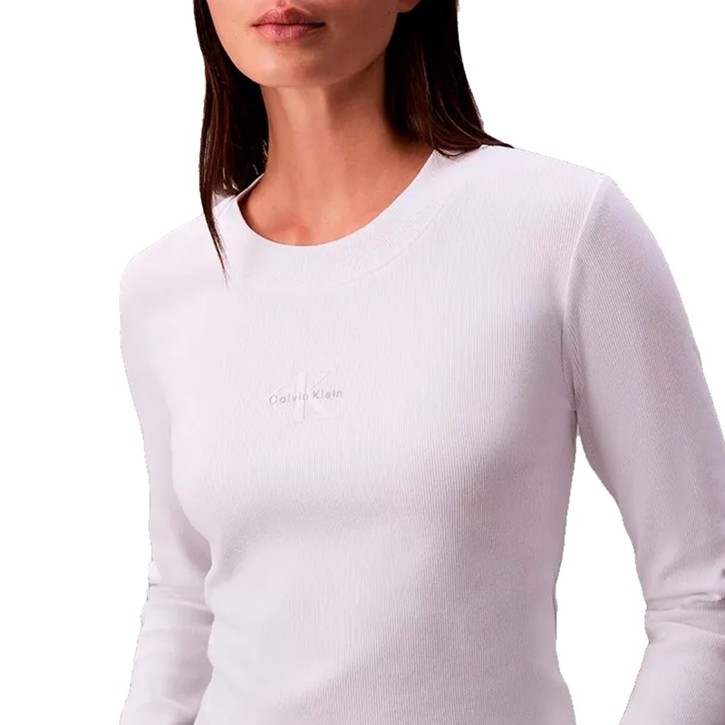 Calvin Klein Top Long Sleeve Baby Monogram-Bright White