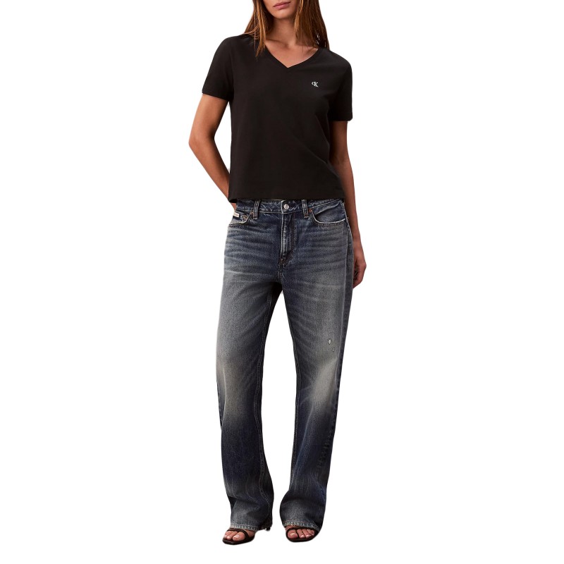 Calvin Klein T-Shirt Relaxed Fit Monogrammed V Neck-Black