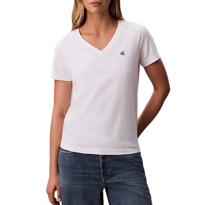 Calvin Klein T-Shirt Relaxed Fit Monogrammed V Neck-Brilliant White