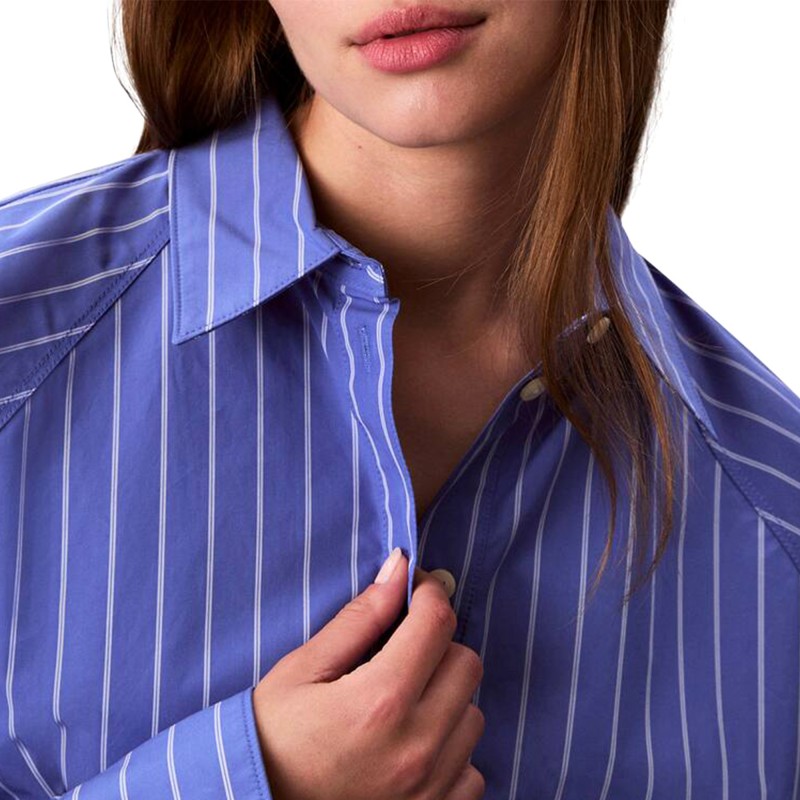 Calvin Klein Shirt Stripe Boxy Cropped-Blue