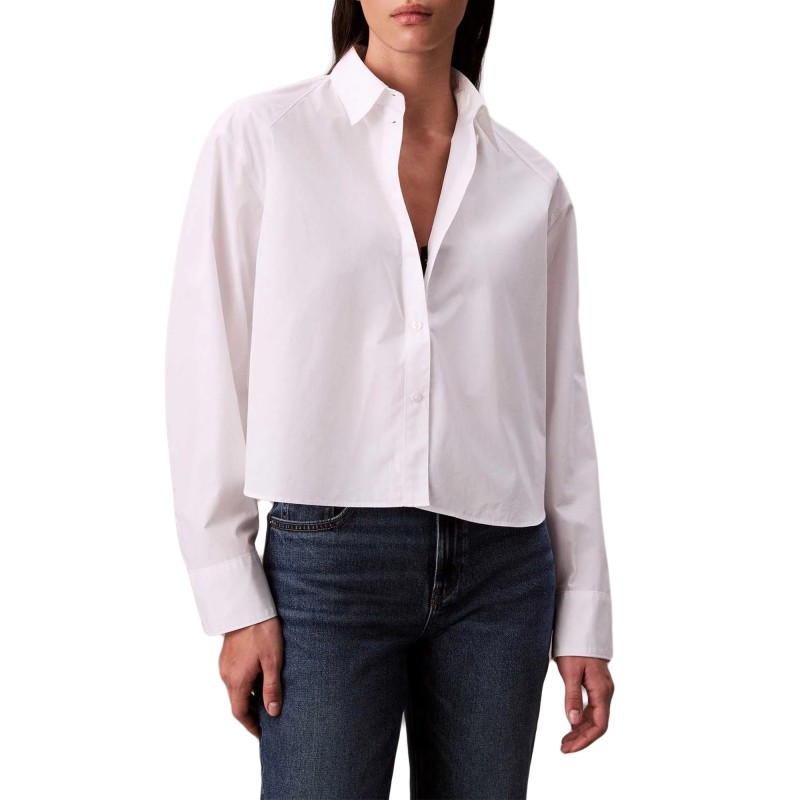 Calvin Klein Shirt  Cropped Solid Boxy-Brilliant White