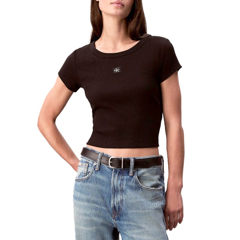 Calvin Klein T-Shirt Rib A-Woven Label 2x2 Baby-Black Calvin Klein T-Shirt Rib A-Woven Label 2x2 Baby-Black