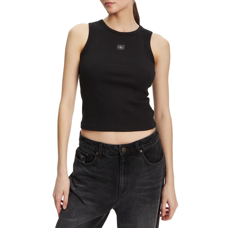 Calvin Klein Tank Top Woven Label-Black