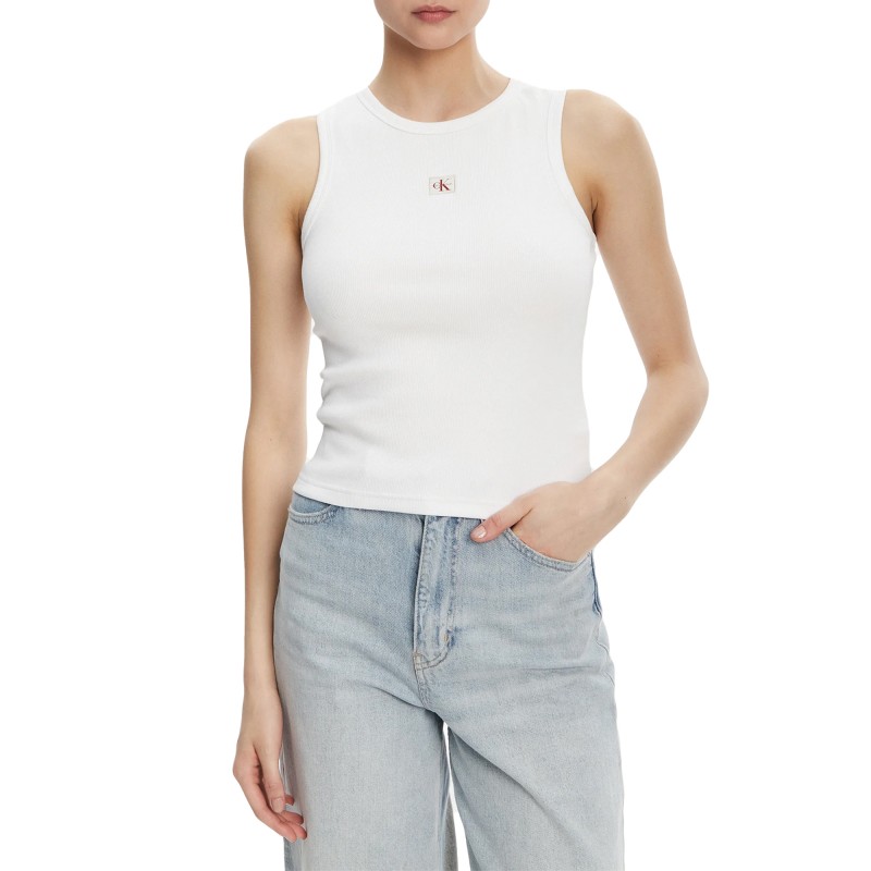 Calvin Klein Tank Top Woven Label-Brilliant White