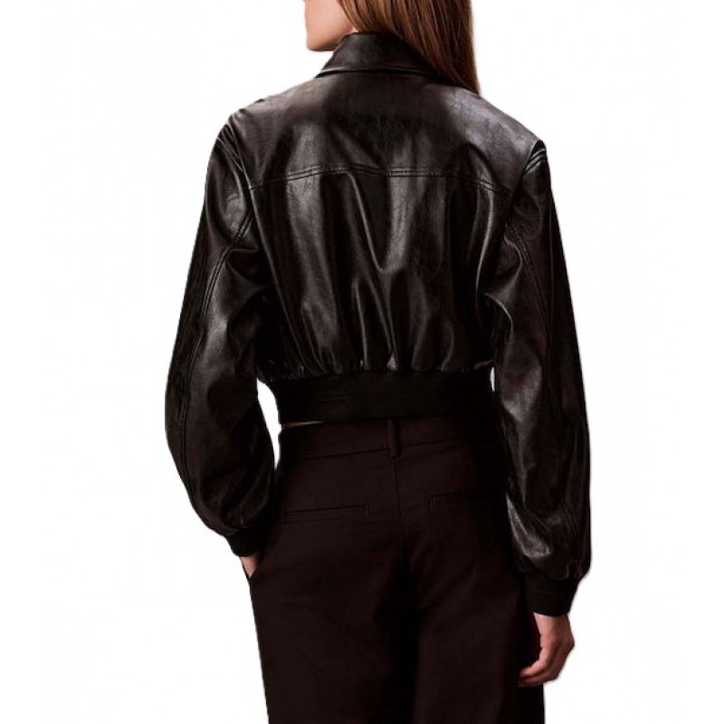 Calvin Klein Jacket Bomber Crop-Black Calvin Klein Jacket Bomber Crop-Black