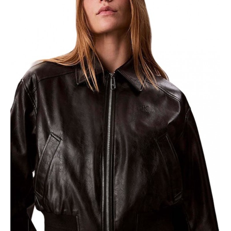 Calvin Klein Jacket Bomber Crop-Black Calvin Klein Jacket Bomber Crop-Black