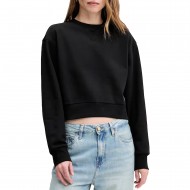 Calvin Klein Sweatshirt Cropped Badge Logo-Black